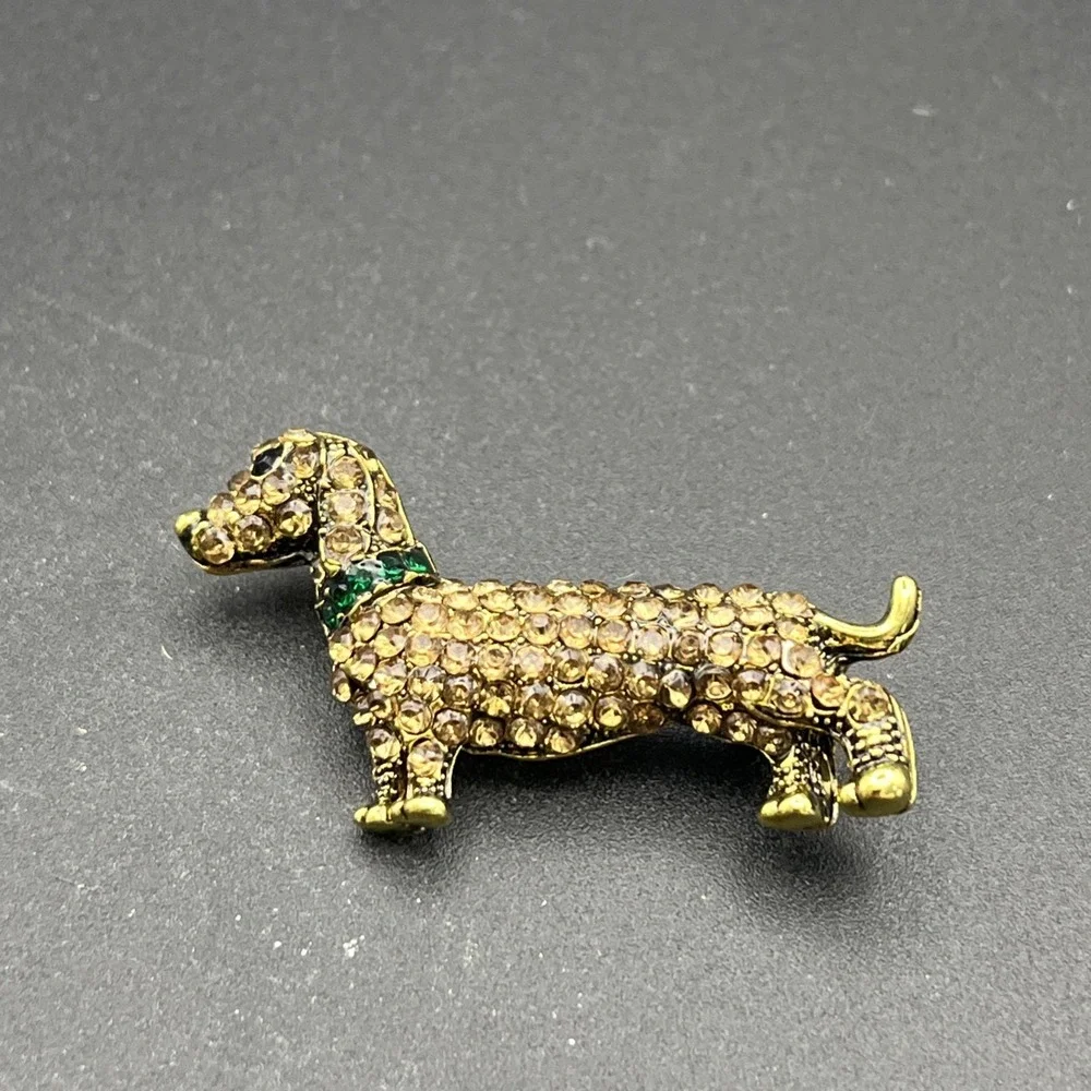 Dachshund Dog Rhinestones Bedazzled Bling Lapel Hat Pin